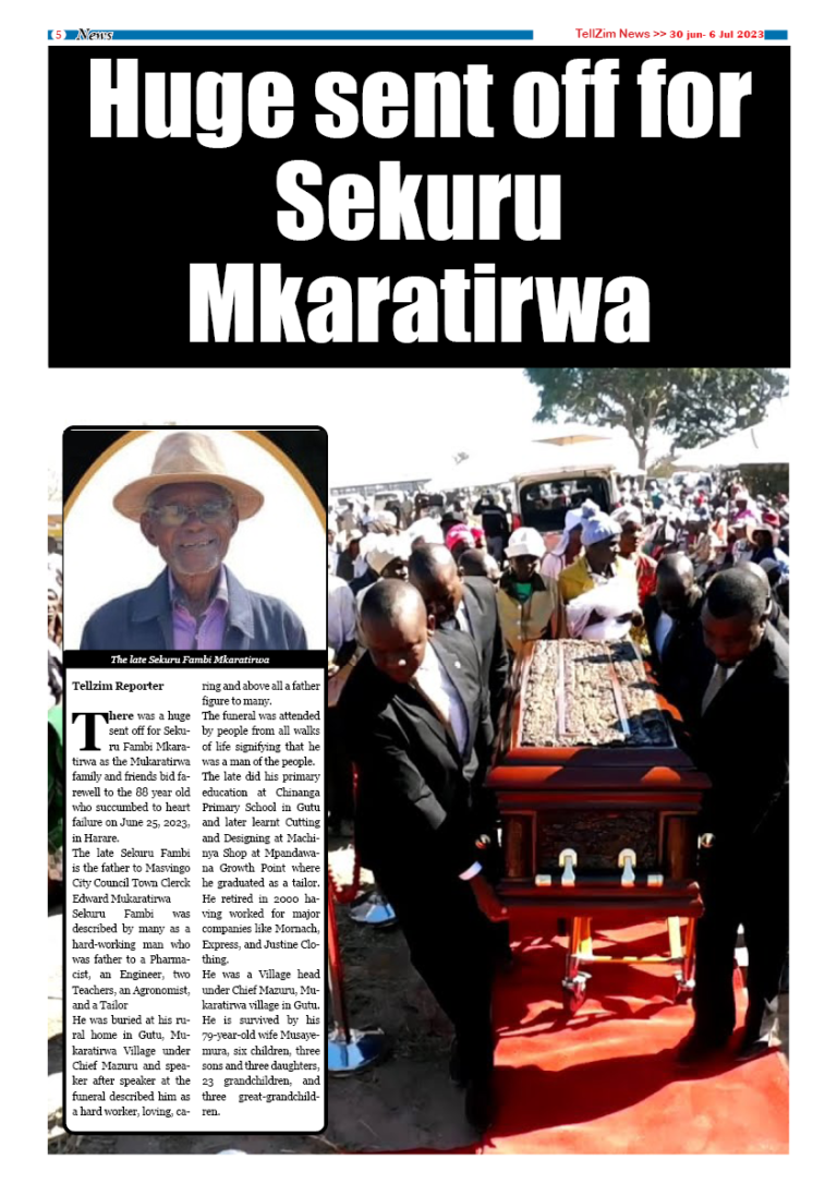 Huge sent off for Sekuru  Mkaratirwa