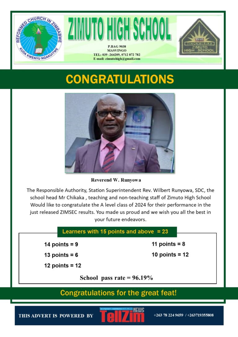 Zimuto High shines in ZIMSEC 2024 A Level exams