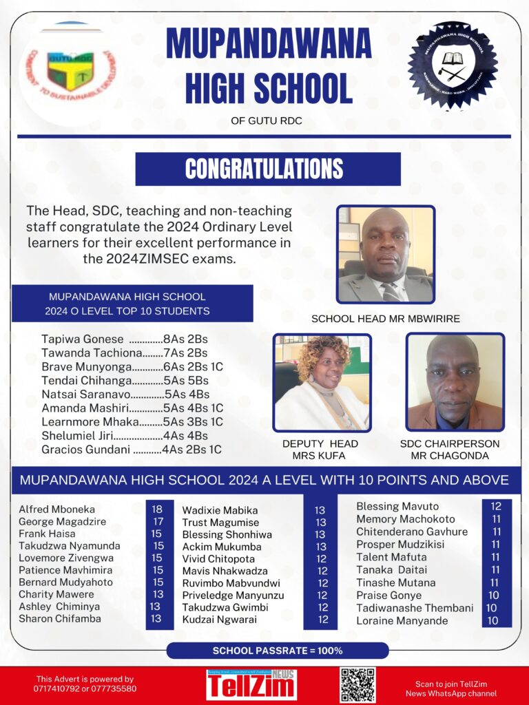 Mupandawana High celebrates stellar Zimsec results